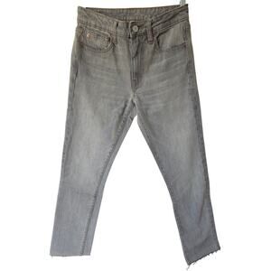 TRAVE Boutique Denim Gray Distressed Jeans Size 26 Raw Hem High Rise Stretch